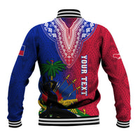 Personalised Haiti Baseball Jacket Ayiti Neg Maron With Dashiki Royal - Wonder Print Shop