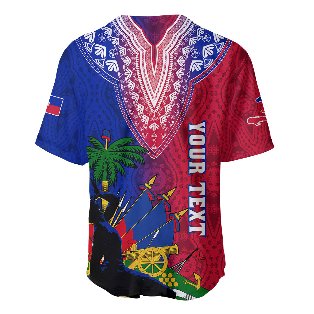 Personalised Haiti Baseball Jersey Ayiti Neg Maron With Dashiki Royal - Wonder Print Shop