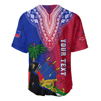 Personalised Haiti Baseball Jersey Ayiti Neg Maron With Dashiki Royal - Wonder Print Shop