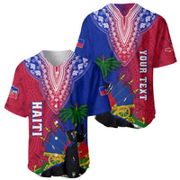 Personalised Haiti Baseball Jersey Ayiti Neg Maron With Dashiki Royal - Wonder Print Shop
