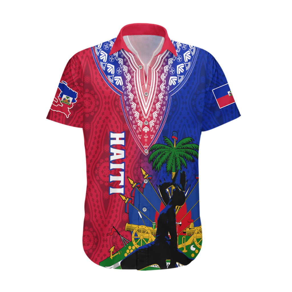 Personalised Haiti Hawaiian Shirt Ayiti Neg Maron With Dashiki Royal - Wonder Print Shop