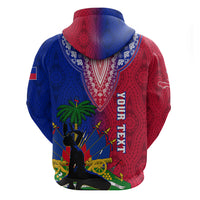 Personalised Haiti Hoodie Ayiti Neg Maron With Dashiki Royal - Wonder Print Shop
