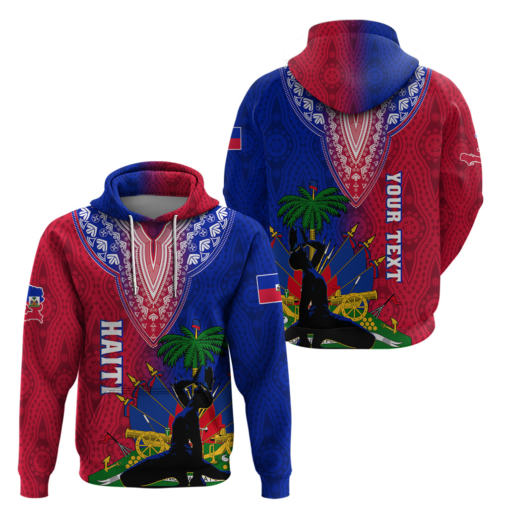 Personalised Haiti Hoodie Ayiti Neg Maron With Dashiki Royal - Wonder Print Shop