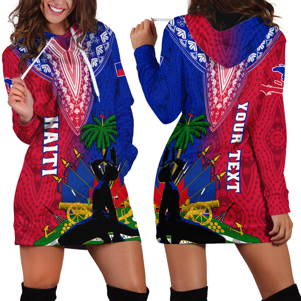 Personalised Haiti Hoodie Dress Ayiti Neg Maron With Dashiki Royal - Wonder Print Shop