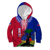 Personalised Haiti Kid Hoodie Ayiti Neg Maron With Dashiki Royal - Wonder Print Shop