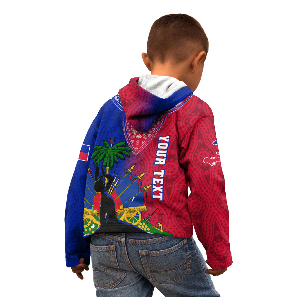 Personalised Haiti Kid Hoodie Ayiti Neg Maron With Dashiki Royal - Wonder Print Shop