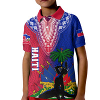 Personalised Haiti Kid Polo Shirt Ayiti Neg Maron With Dashiki Royal - Wonder Print Shop