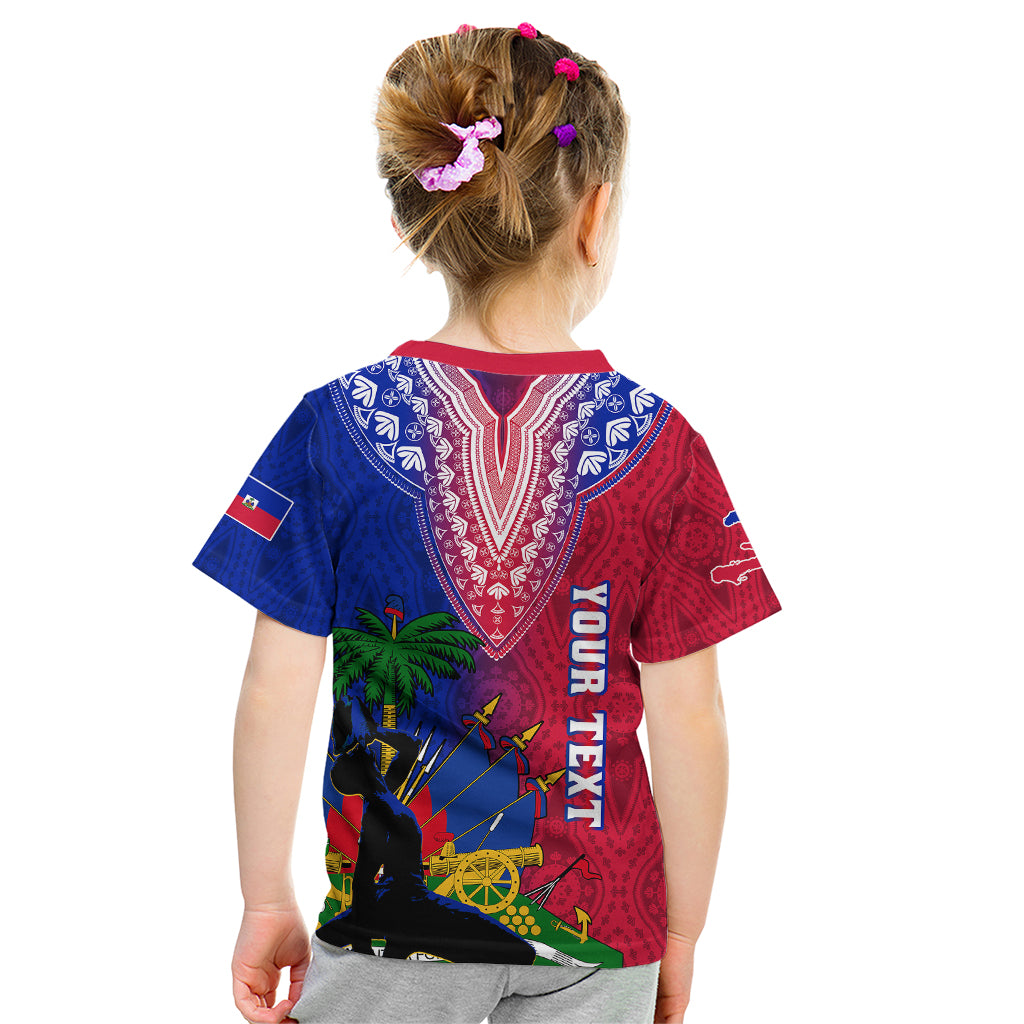 Personalised Haiti Kid T Shirt Ayiti Neg Maron With Dashiki Royal - Wonder Print Shop
