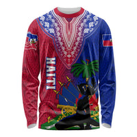 Personalised Haiti Long Sleeve Shirt Ayiti Neg Maron With Dashiki Royal LT01