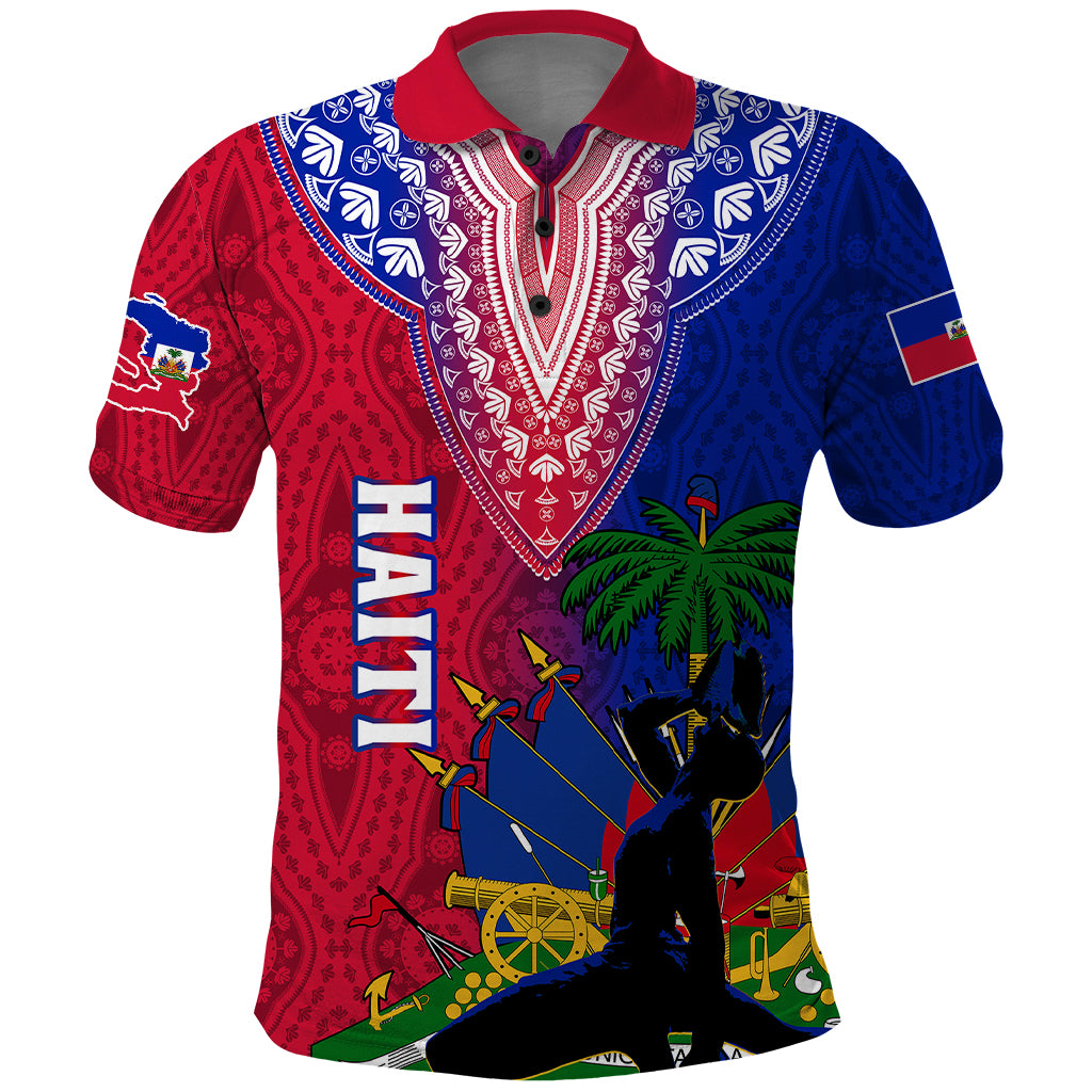 personalised-haiti-polo-shirt-ayiti-neg-maron-with-dashiki-royal