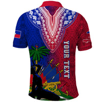 Personalised Haiti Polo Shirt Ayiti Neg Maron With Dashiki Royal - Wonder Print Shop