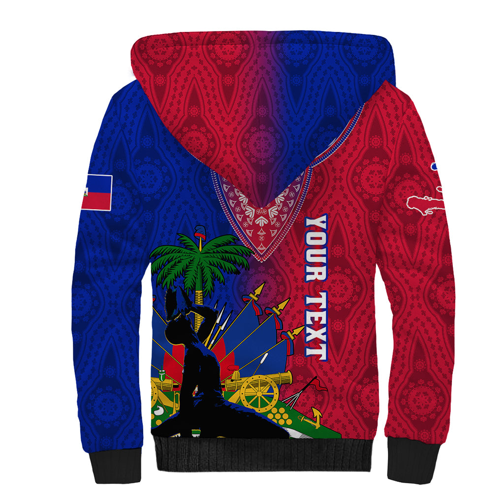 Personalised Haiti Sherpa Hoodie Ayiti Neg Maron With Dashiki Royal - Wonder Print Shop