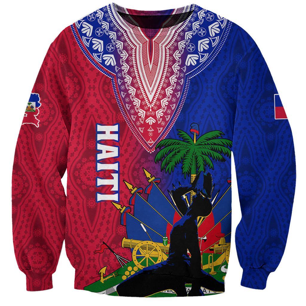 Personalised Haiti Sweatshirt Ayiti Neg Maron With Dashiki Royal - Wonder Print Shop