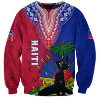 Personalised Haiti Sweatshirt Ayiti Neg Maron With Dashiki Royal - Wonder Print Shop
