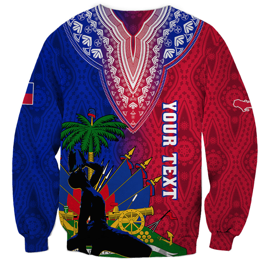 Personalised Haiti Sweatshirt Ayiti Neg Maron With Dashiki Royal - Wonder Print Shop