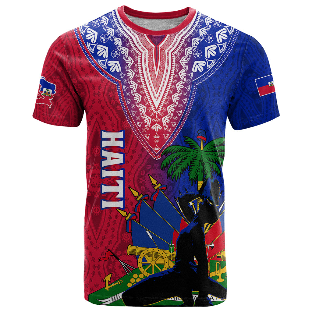 Personalised Haiti T Shirt Ayiti Neg Maron With Dashiki Royal - Wonder Print Shop