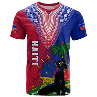 Personalised Haiti T Shirt Ayiti Neg Maron With Dashiki Royal - Wonder Print Shop