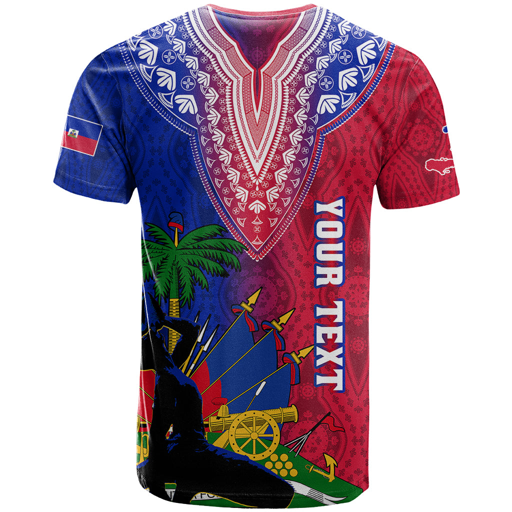 Personalised Haiti T Shirt Ayiti Neg Maron With Dashiki Royal - Wonder Print Shop