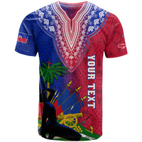 Personalised Haiti T Shirt Ayiti Neg Maron With Dashiki Royal - Wonder Print Shop