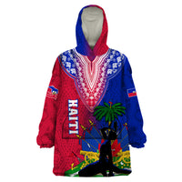 Personalised Haiti Wearable Blanket Hoodie Ayiti Neg Maron With Dashiki Royal - Wonder Print Shop