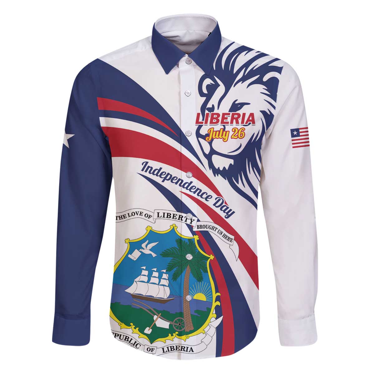 Liberia Independence Day Family Matching Puletasi and Hawaiian Shirt July 26 Lion Coat of Arms - Wonder Print Shop