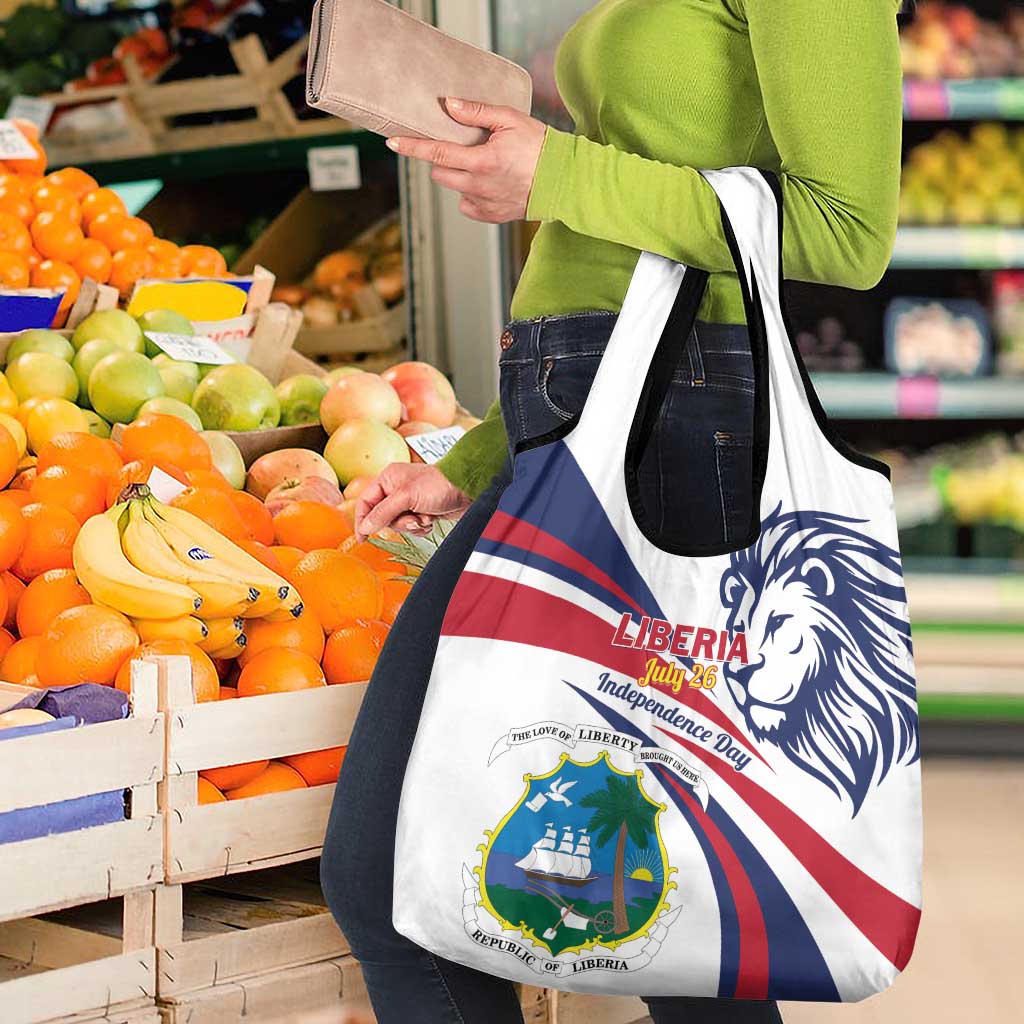 Liberia Independence Day Grocery Bag July 26 Lion Coat of Arms