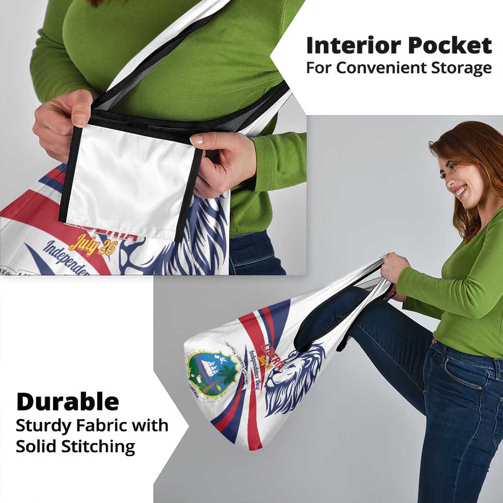 Liberia Independence Day Grocery Bag July 26 Lion Coat of Arms