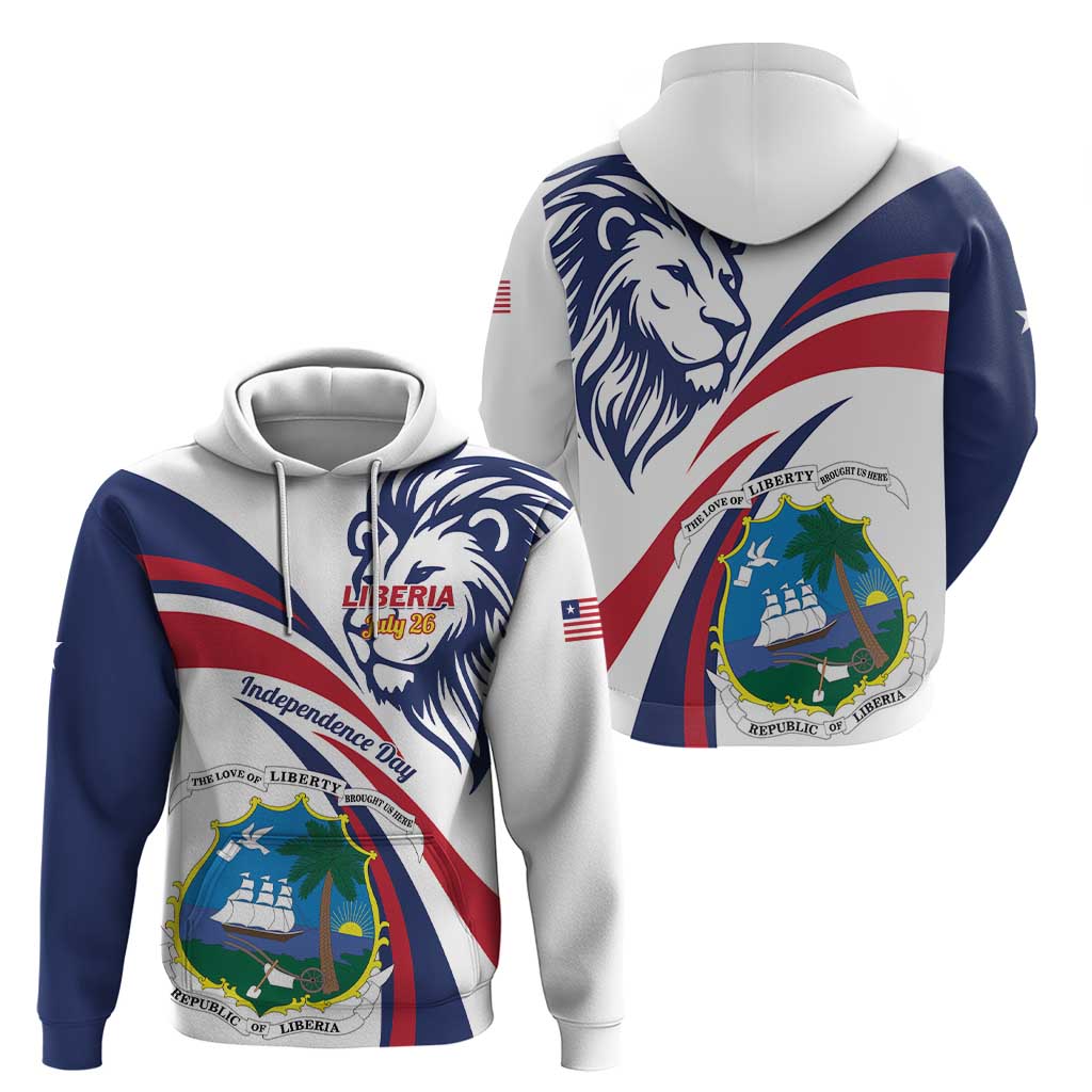Liberia Independence Day Hoodie July 26 Lion Coat of Arms - Wonder Print Shop