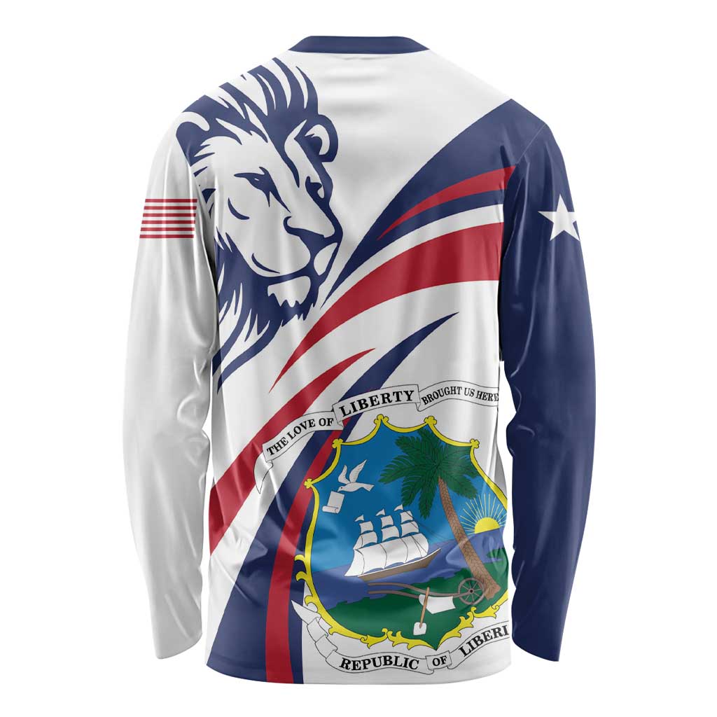 Liberia Independence Day Long Sleeve Shirt July 26 Lion Coat of Arms - Wonder Print Shop