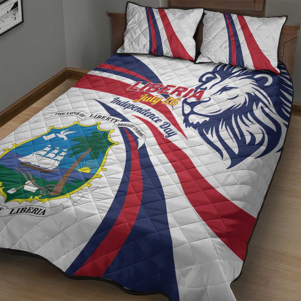 Liberia Independence Day Quilt Bed Set July 26 Lion Coat of Arms - Wonder Print Shop
