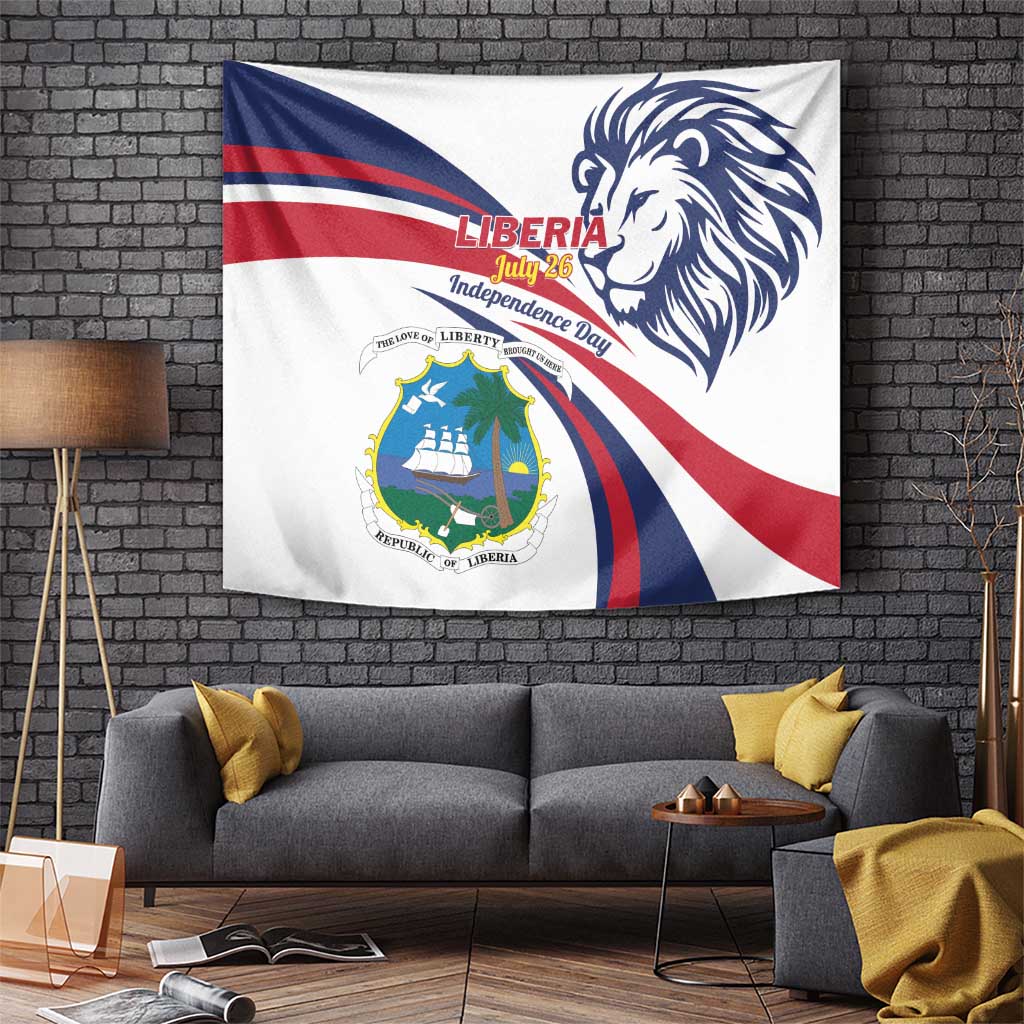Liberia Independence Day Tapestry July 26 Lion Coat of Arms - Wonder Print Shop