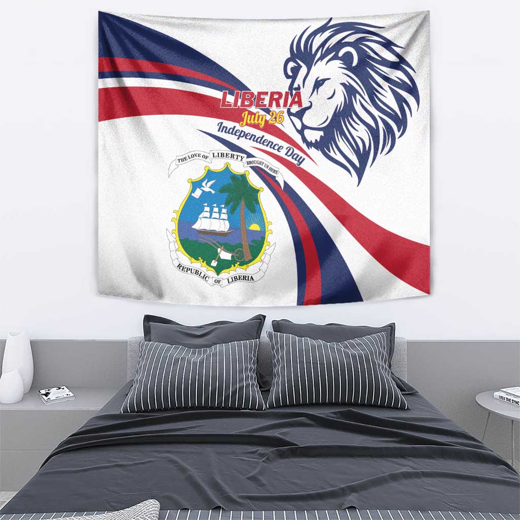 Liberia Independence Day Tapestry July 26 Lion Coat of Arms - Wonder Print Shop