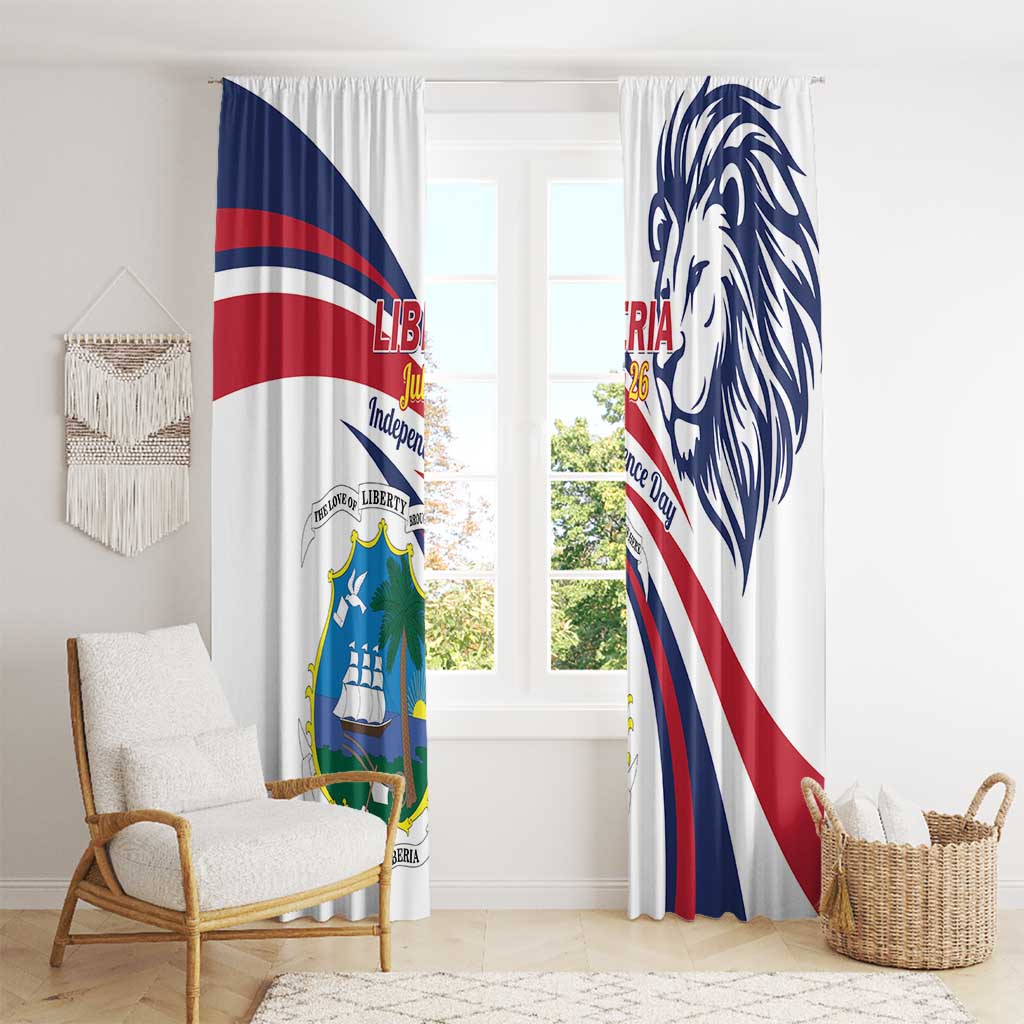 Liberia Independence Day Window Curtain July 26 Lion Coat of Arms - Wonder Print Shop
