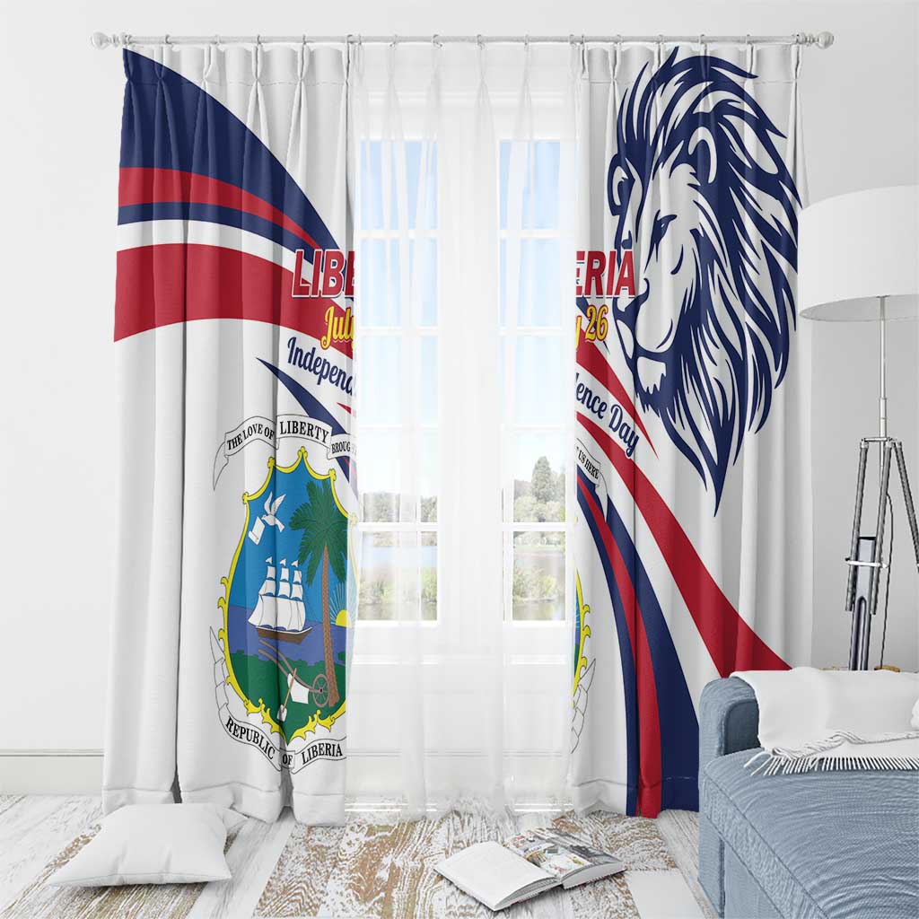 Liberia Independence Day Window Curtain July 26 Lion Coat of Arms - Wonder Print Shop