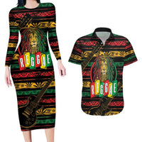 International Reggae Day Couples Matching Long Sleeve Bodycon Dress and Hawaiian Shirt Rastafarian Lion Legend of Reggae - Wonder Print Shop