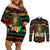 International Reggae Day Couples Matching Off Shoulder Short Dress and Long Sleeve Button Shirt Rastafarian Lion Legend of Reggae - Wonder Print Shop
