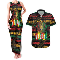 International Reggae Day Couples Matching Tank Maxi Dress and Hawaiian Shirt Rastafarian Lion Legend of Reggae - Wonder Print Shop