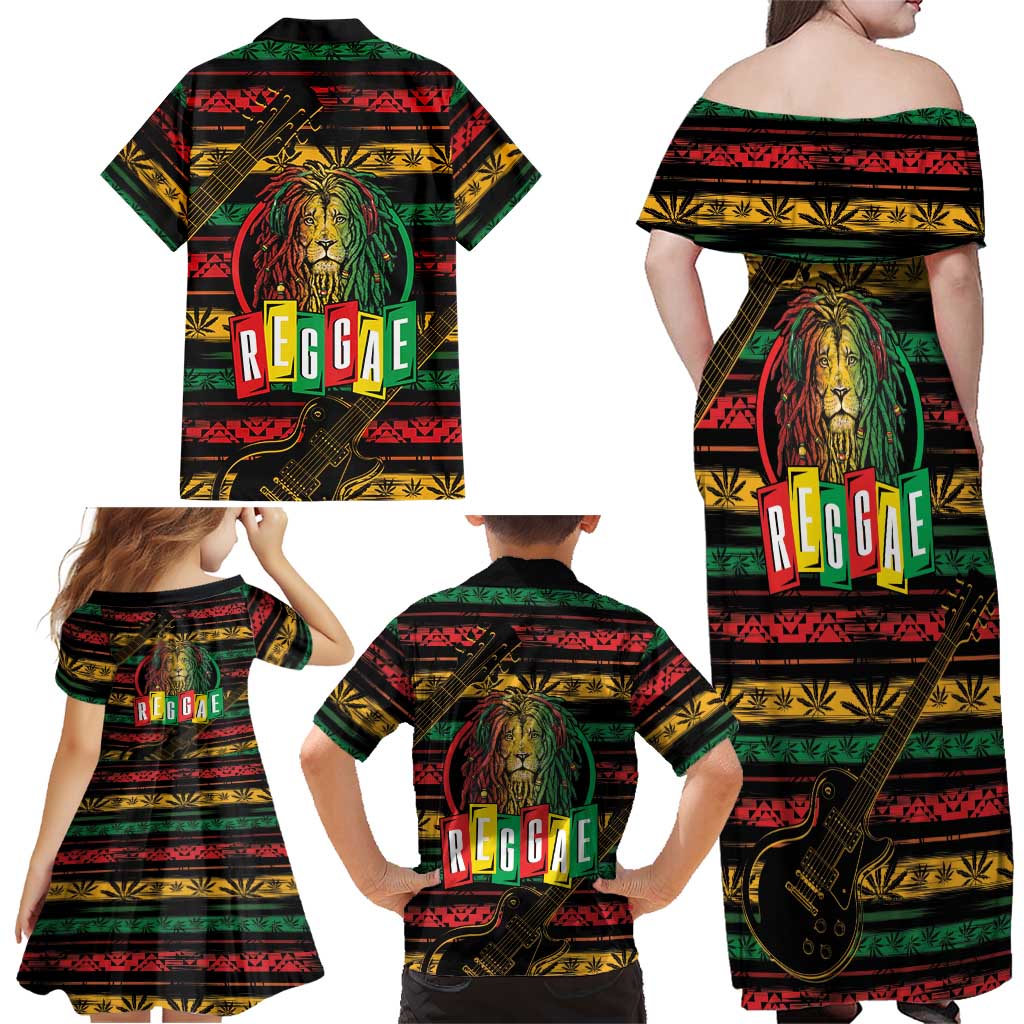 International Reggae Day Family Matching Off Shoulder Maxi Dress and Hawaiian Shirt Rastafarian Lion Legend of Reggae - Wonder Print Shop