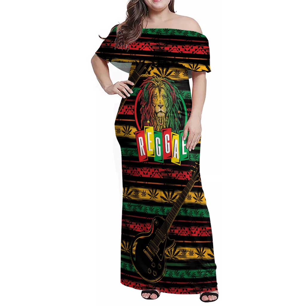 International Reggae Day Family Matching Off Shoulder Maxi Dress and Hawaiian Shirt Rastafarian Lion Legend of Reggae - Wonder Print Shop