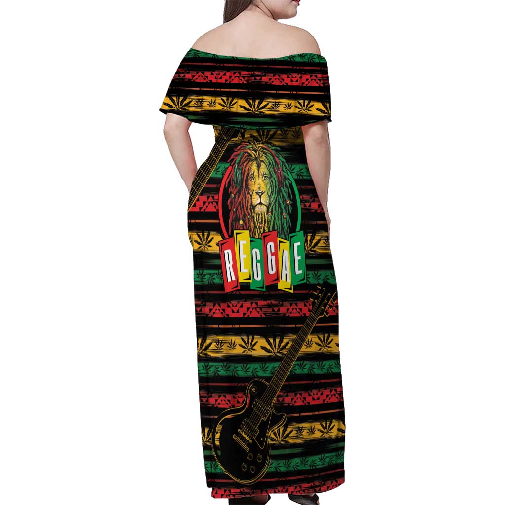 International Reggae Day Family Matching Off Shoulder Maxi Dress and Hawaiian Shirt Rastafarian Lion Legend of Reggae - Wonder Print Shop