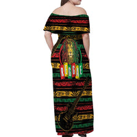 International Reggae Day Family Matching Off Shoulder Maxi Dress and Hawaiian Shirt Rastafarian Lion Legend of Reggae - Wonder Print Shop