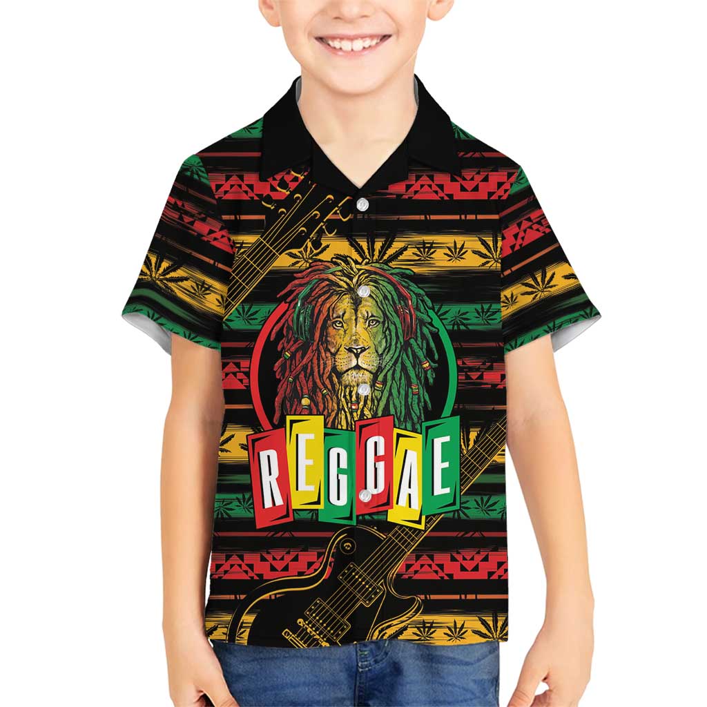 International Reggae Day Family Matching Off Shoulder Short Dress and Hawaiian Shirt Rastafarian Lion Legend of Reggae - Wonder Print Shop
