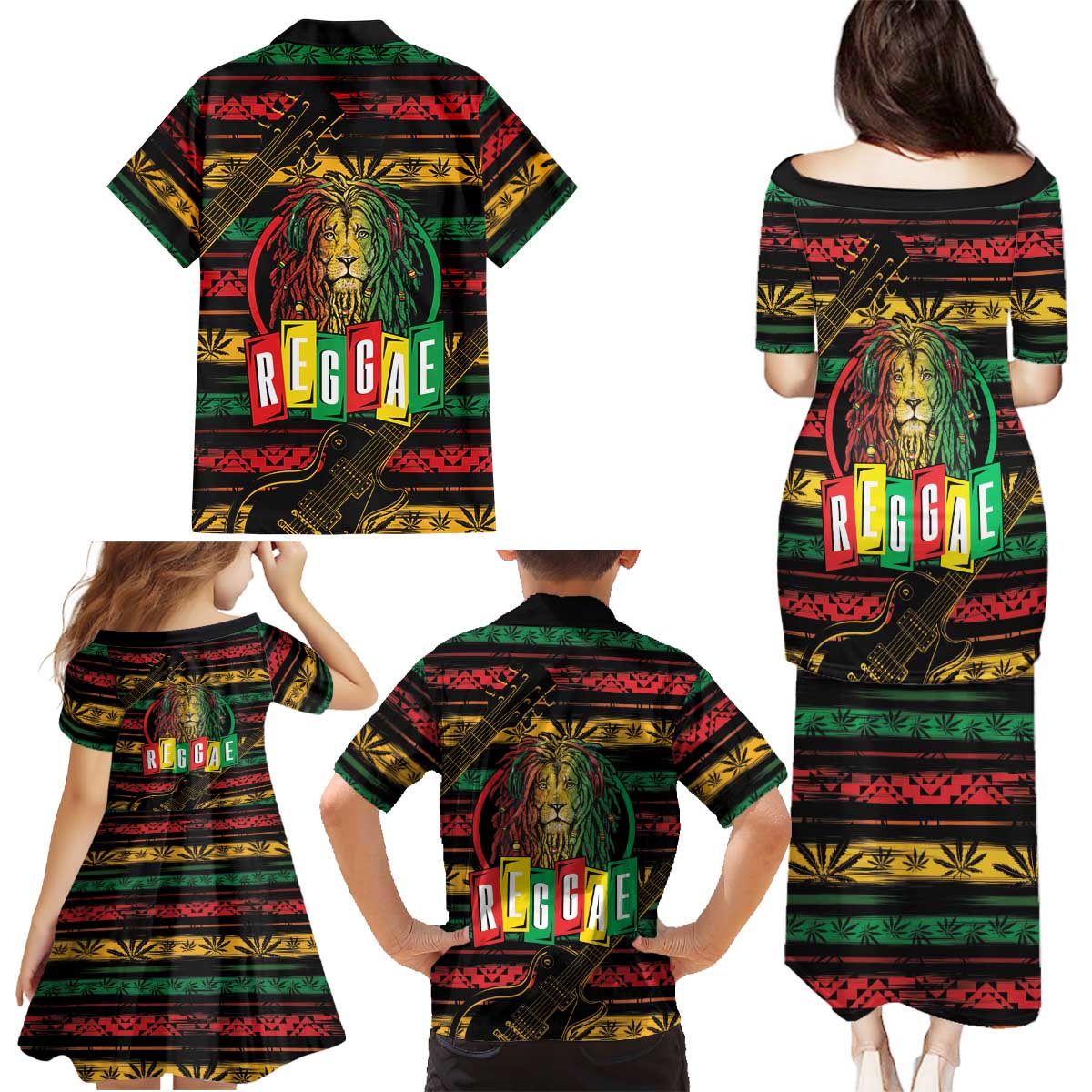 International Reggae Day Family Matching Puletasi and Hawaiian Shirt Rastafarian Lion Legend of Reggae - Wonder Print Shop