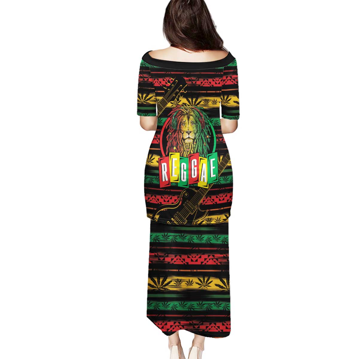 International Reggae Day Family Matching Puletasi and Hawaiian Shirt Rastafarian Lion Legend of Reggae - Wonder Print Shop