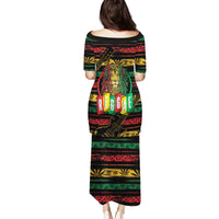 International Reggae Day Family Matching Puletasi and Hawaiian Shirt Rastafarian Lion Legend of Reggae - Wonder Print Shop