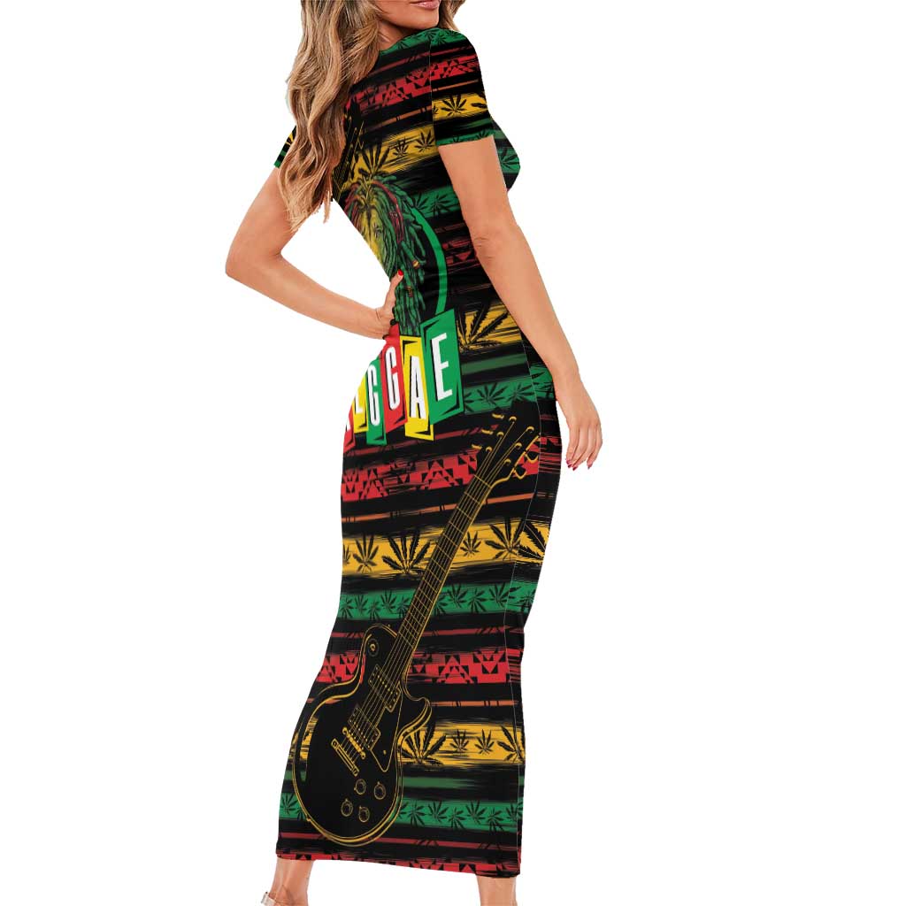 International Reggae Day Family Matching Short Sleeve Bodycon Dress and Hawaiian Shirt Rastafarian Lion Legend of Reggae - Wonder Print Shop