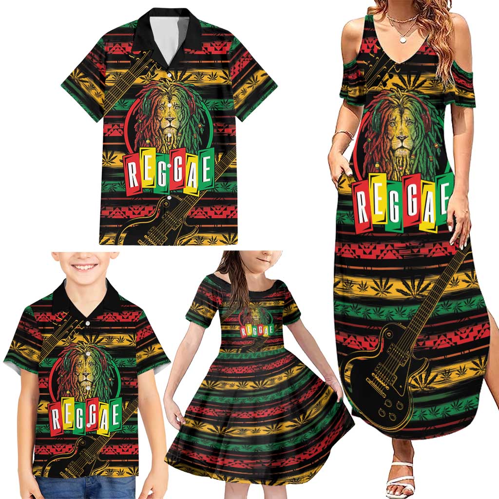 International Reggae Day Family Matching Summer Maxi Dress and Hawaiian Shirt Rastafarian Lion Legend of Reggae - Wonder Print Shop