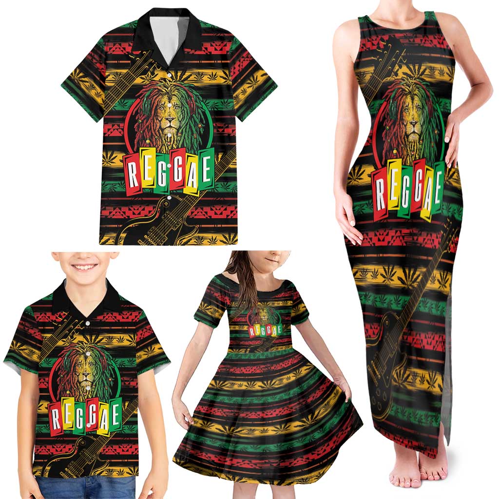 International Reggae Day Family Matching Tank Maxi Dress and Hawaiian Shirt Rastafarian Lion Legend of Reggae - Wonder Print Shop
