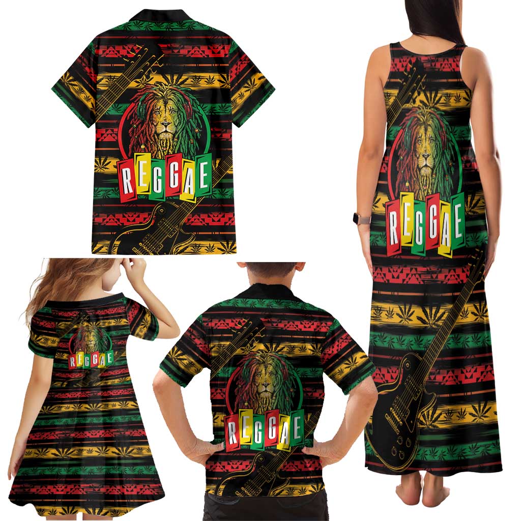 International Reggae Day Family Matching Tank Maxi Dress and Hawaiian Shirt Rastafarian Lion Legend of Reggae - Wonder Print Shop