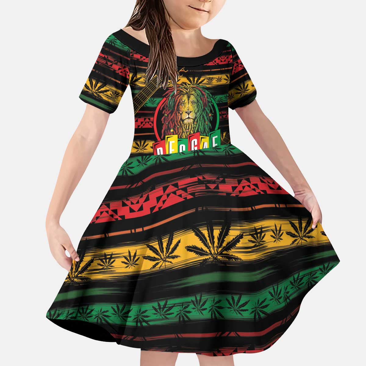 International Reggae Day Kid Short Sleeve Dress Rastafarian Lion Legend of Reggae - Wonder Print Shop